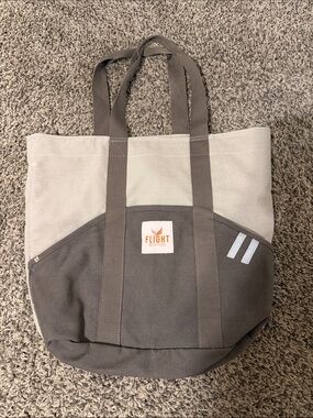 Two-Tone Gray Canvas Tote Bag